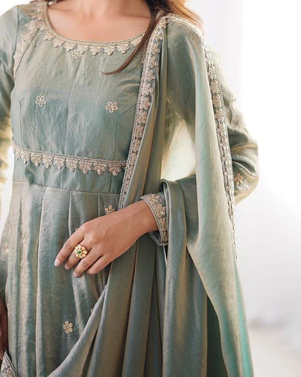 priyanka rama fandy silk anarkali suit set