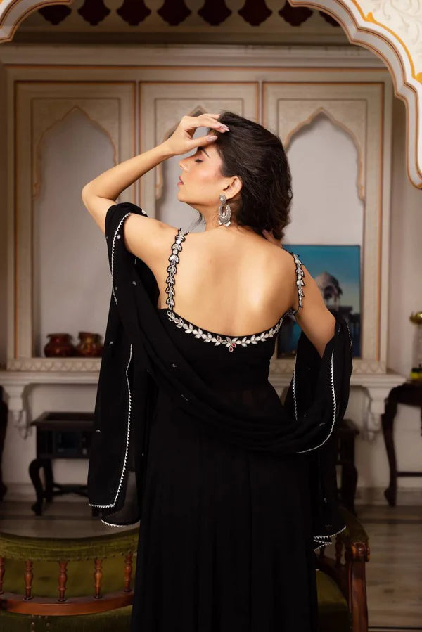 mehka black georgette dress
