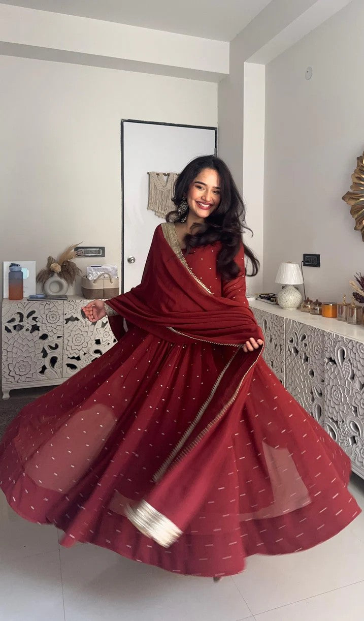 tanvi-kd burnt orange pure georgette anarkali set