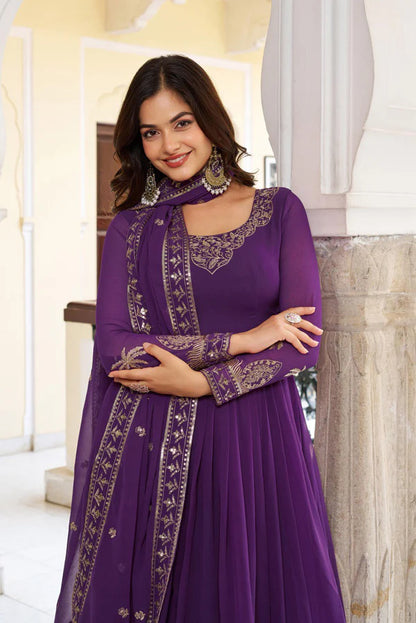 TABASOON PUPRLE ANARKALI SUIT SET
