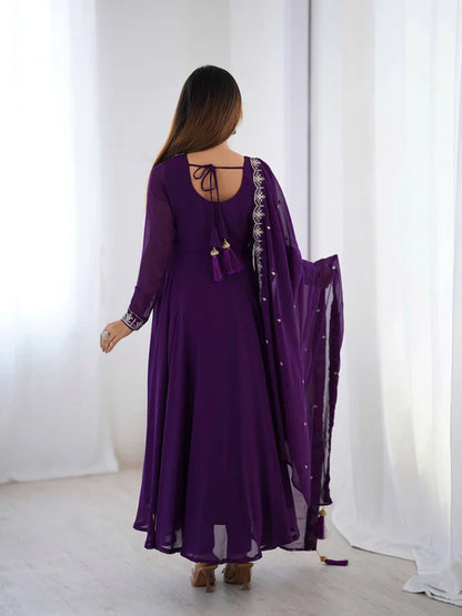TAUSIQAT PURPLE ANARKALI SUIT SET