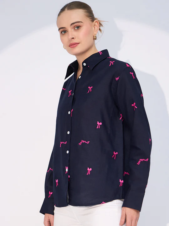 navy charm button down shirt