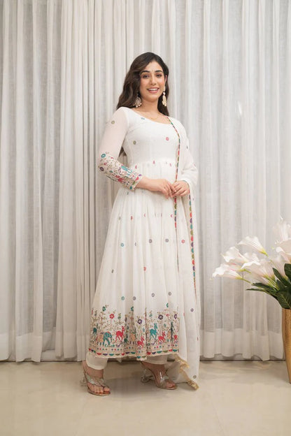 Karishma White Anarkali Suit Set