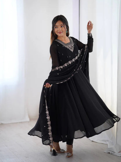TAUSIQAT BLACK ANARKALI SUIT SET