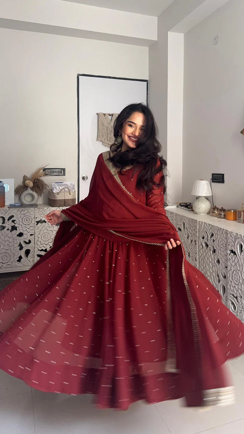 tanvi-kd burnt orange pure georgette anarkali set