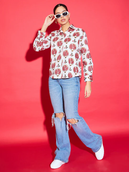 Boho Luxe Leaf Print Shirt