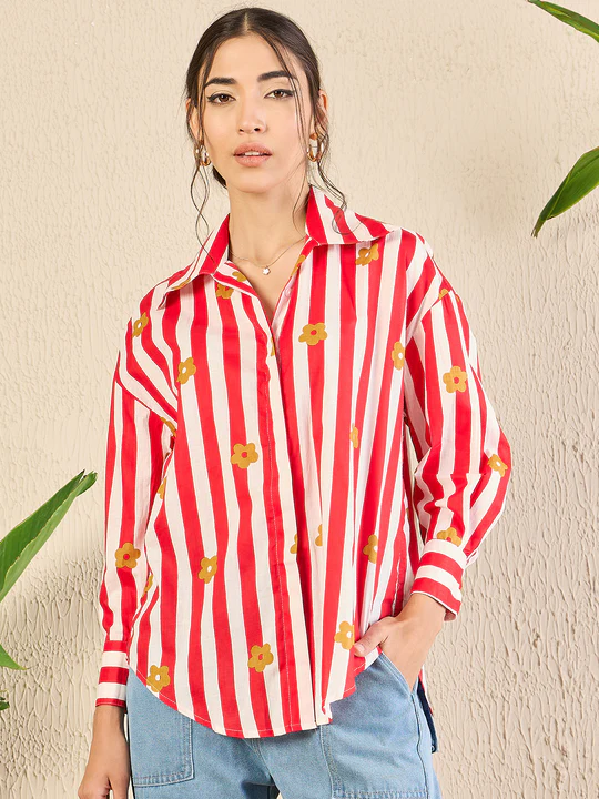 retro bloom stripe shirt