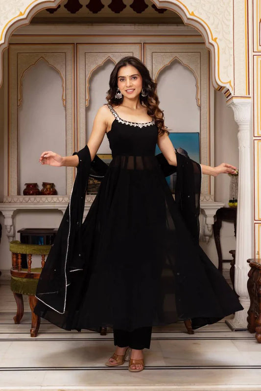 Mehka black Georgette dress