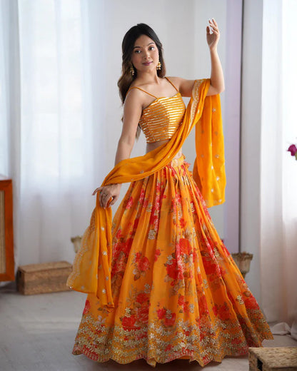 Nitara Marigold Lehenga Koti Set