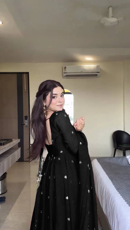 Neha's Black Embroidered Anarkali