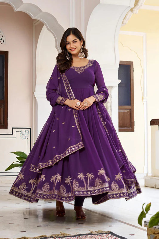 TABASOON PUPRLE ANARKALI SUIT SET
