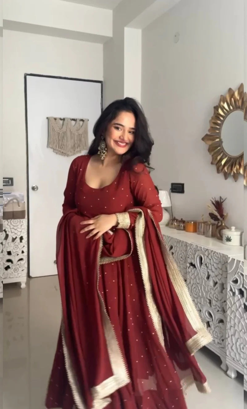 tanvi-kd burnt orange pure georgette anarkali set