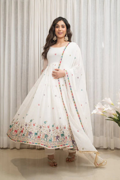 Karishma White Anarkali Suit Set