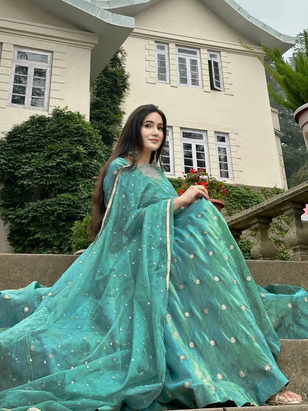 gulbahaar green anarkali suit set