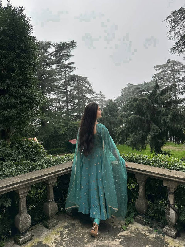gulbahaar green anarkali suit set