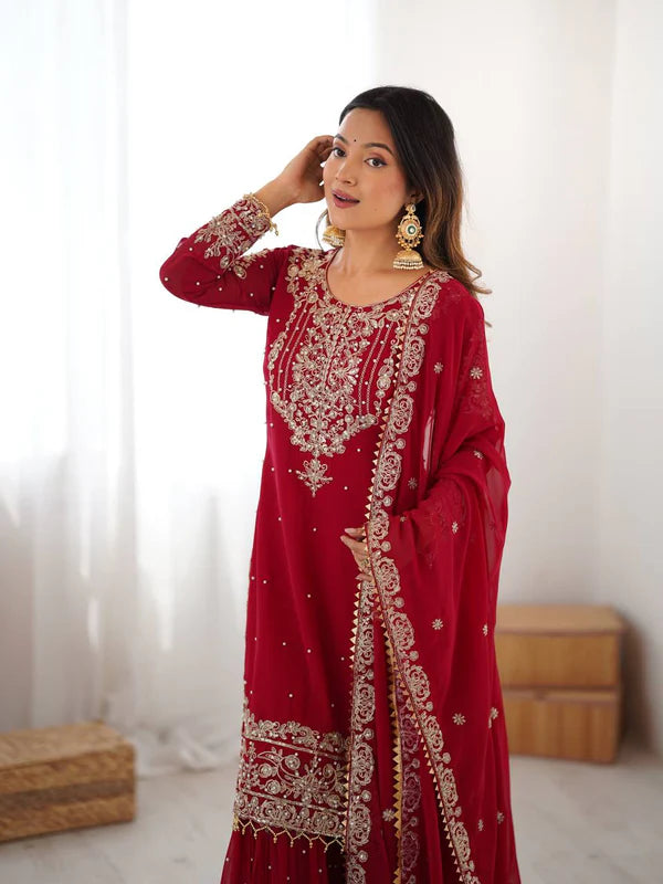 silver red majesty suit set