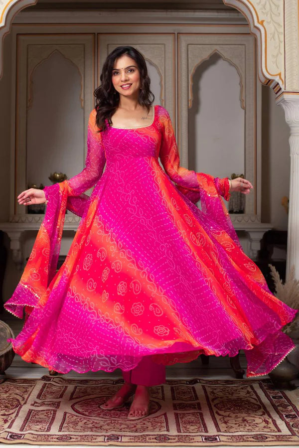 aabira pink phoolkari anarkali set