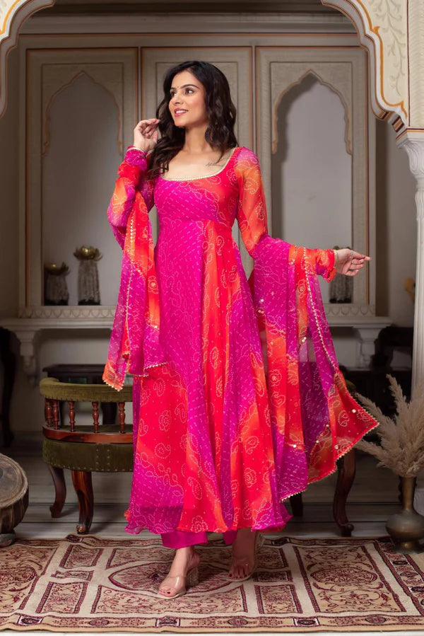 aabira pink phoolkari anarkali set