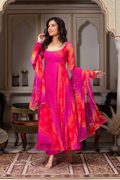 Aabira Pink Phoolkari Anarkali Set