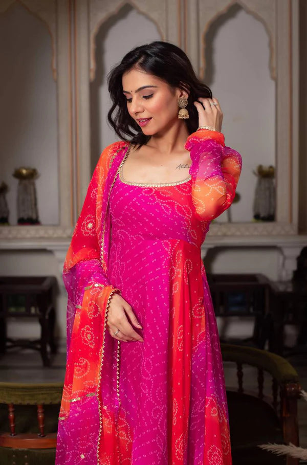 aabira pink phoolkari anarkali set