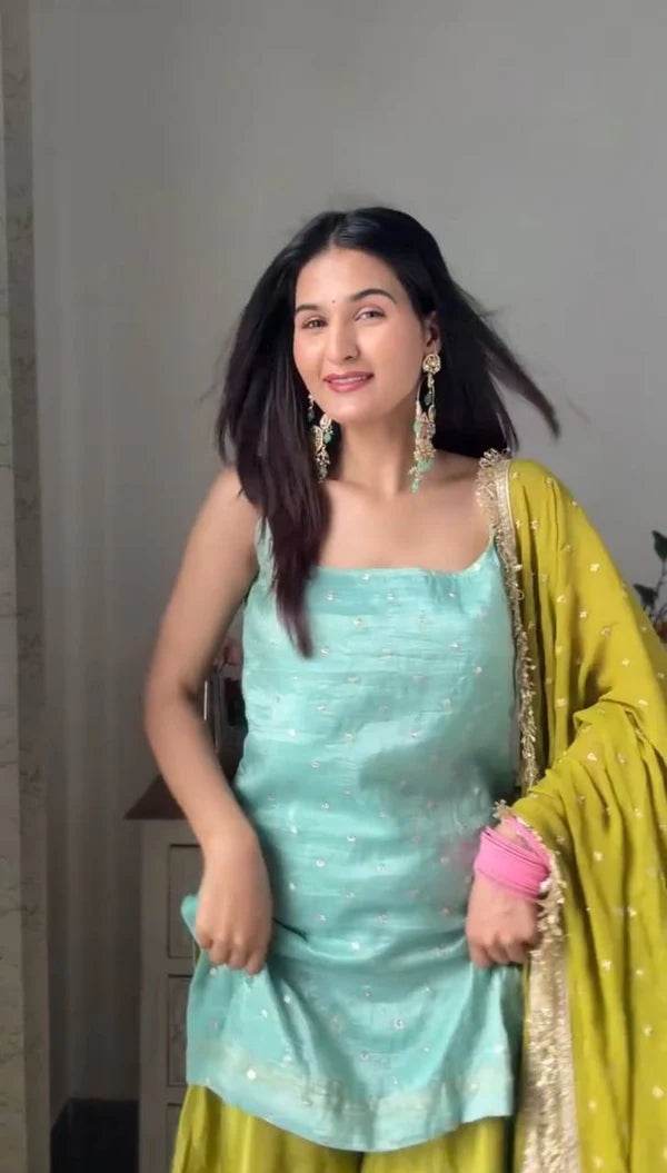 elvanna pistachio sky sharara set