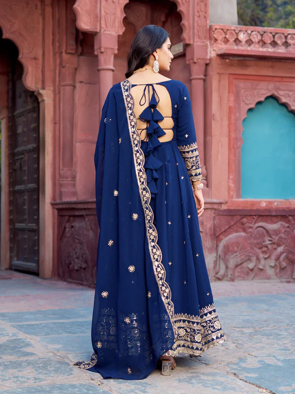 royal sapphire anarkali suit set