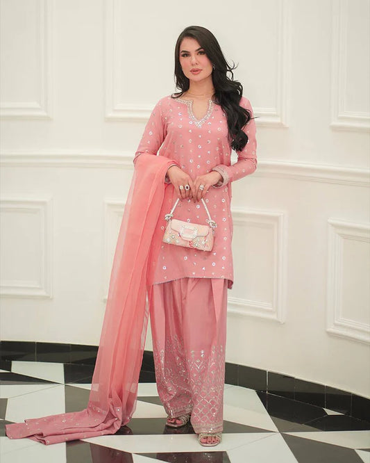 Veshlia Blush Opaline Suit Set