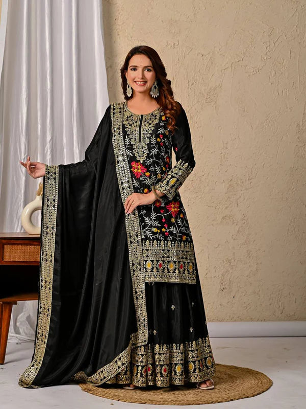 noor-e-raat black suit set
