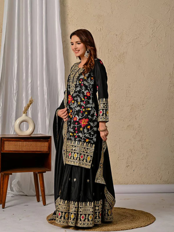 noor-e-raat black suit set