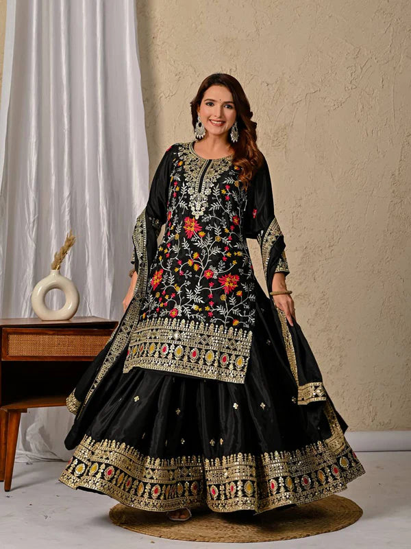 noor-e-raat black suit set