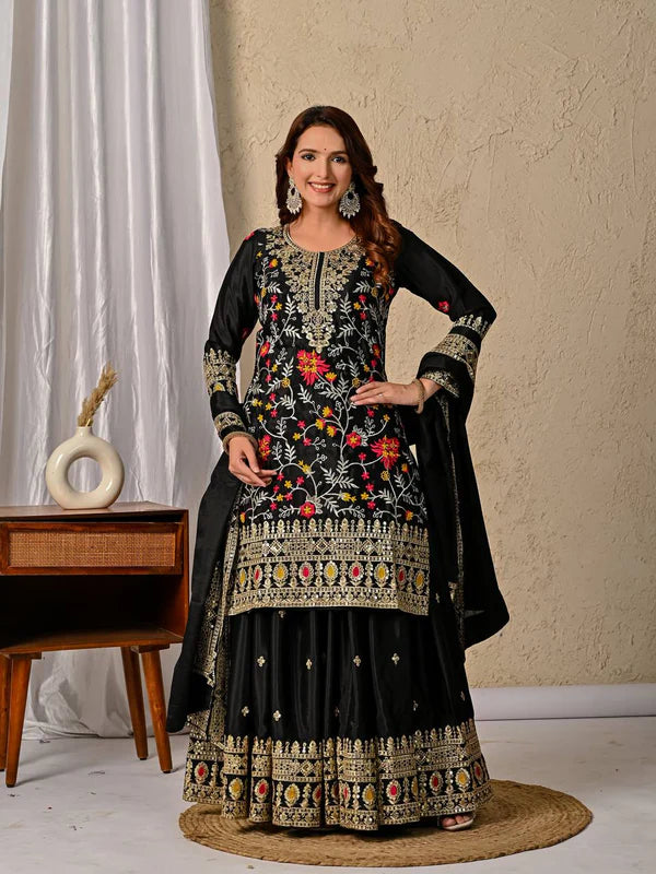 noor-e-raat black suit set