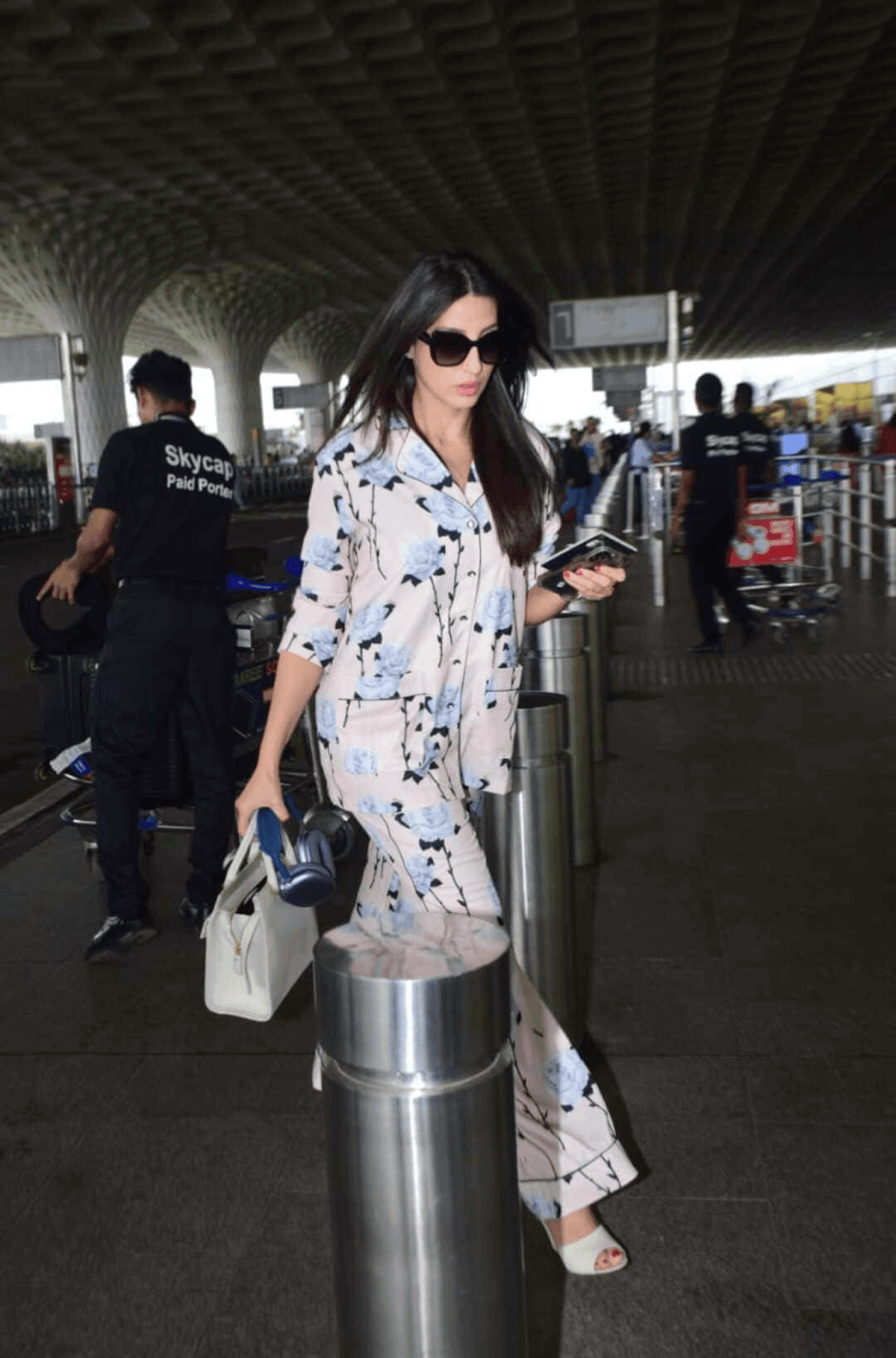 floral print rayon co-ord set with black piping detail