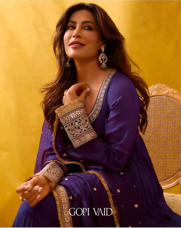 aurelia midnight purple anarkali suit set