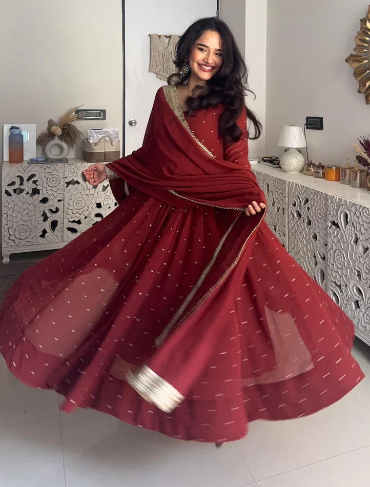 tanvi-kd burnt orange pure georgette anarkali set