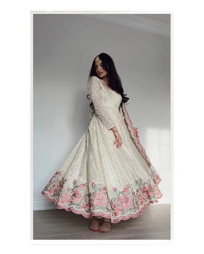 Aarushi Heavy Silk White Gown