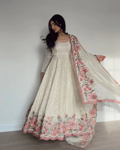Aarushi Heavy Silk White Gown