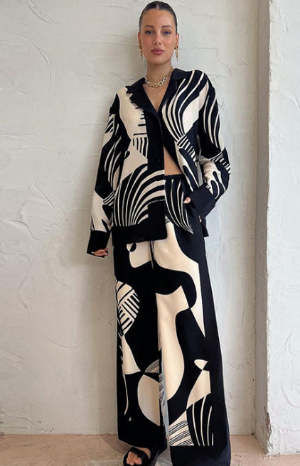 Black & Cream Abstraction Co-ord Set