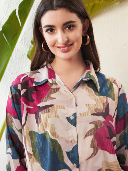 Beige Floral Print Co-ord Set