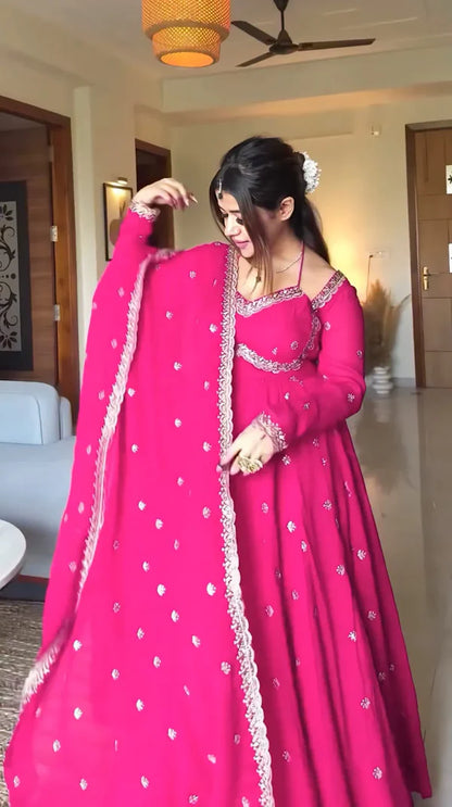 Rani Gulzar Pink Anarkali Suit Set