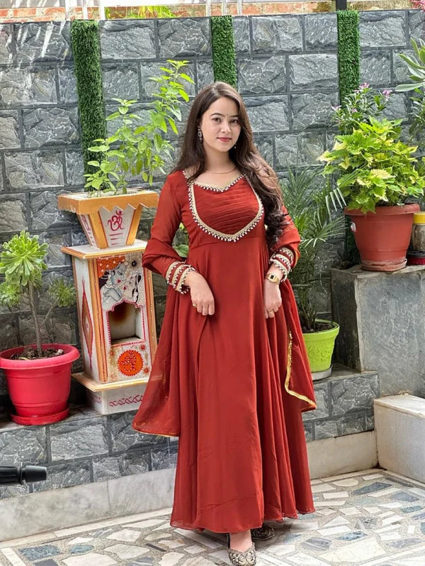 shaniya's mustured anarkali suit