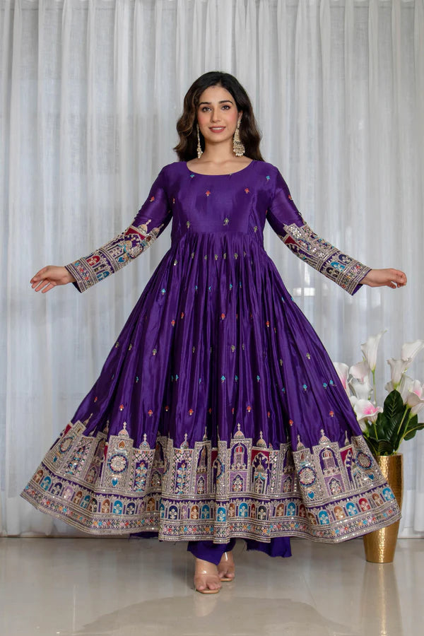 simran's canvas cinon anarkali suit set
