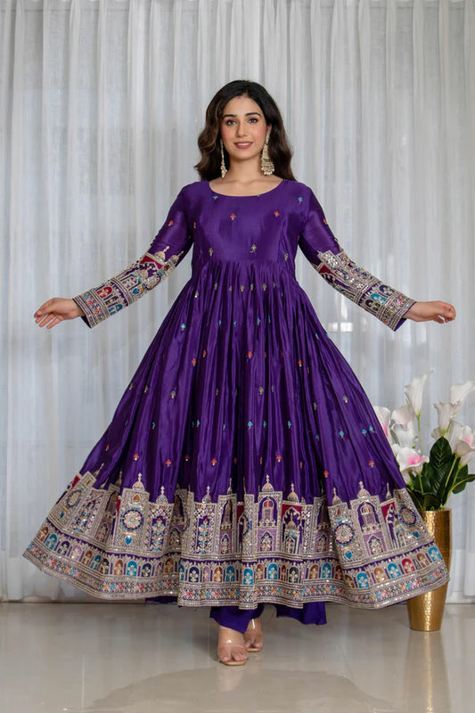 SIMRAN'S Canvas Cinon Anarkali Suit Set