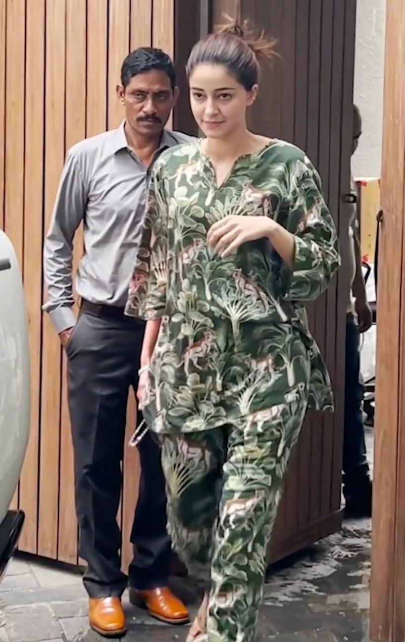 jungle print rayon co-ord set with kimono sleeves