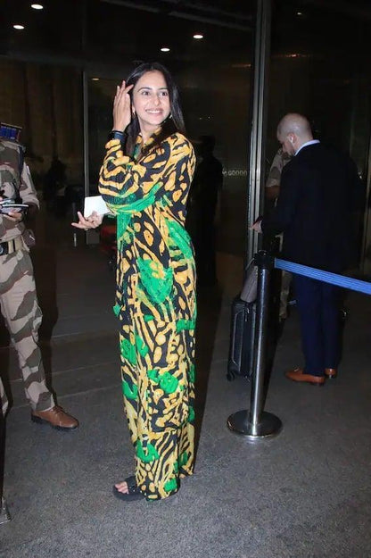 Yellow Leopard Print Rayon Co-ord Set