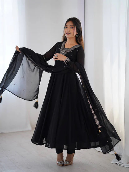 TAUSIQAT BLACK ANARKALI SUIT SET