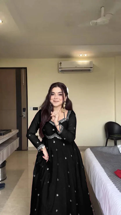 Neha's Black Embroidered Anarkali