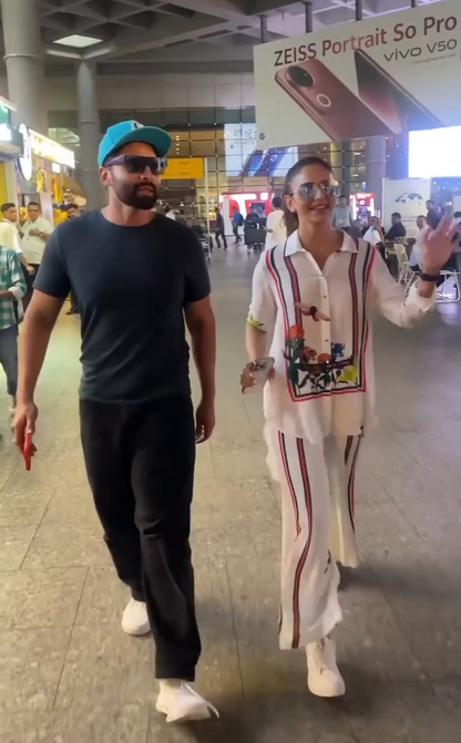 White Rayon Blend Co-ord Set with Butterfly & Floral Print