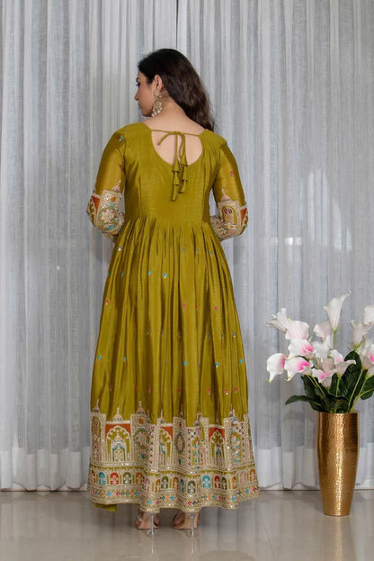 Simran's Goldenhour Cinon Silk Anarkali Suit Set