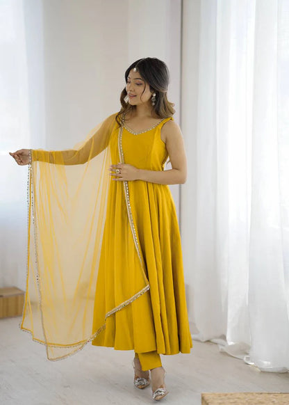 KASTURI YELLOW ANARKALI SUIT SET