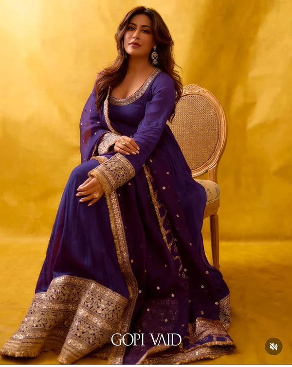 aurelia midnight purple anarkali suit set